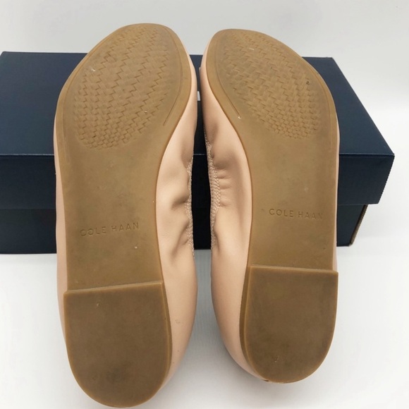 Cole Haan nude leather ballet flats with gold bow accent. Worn twice - Picture 3 of 6